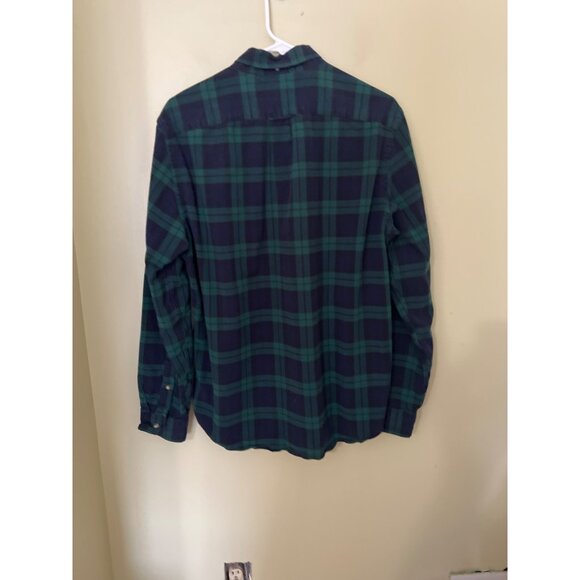 J Crew Green Navy Blue Plaid Flannel Button Down Shirt Large Cabincore Outdoors - Picture 6 of 9
